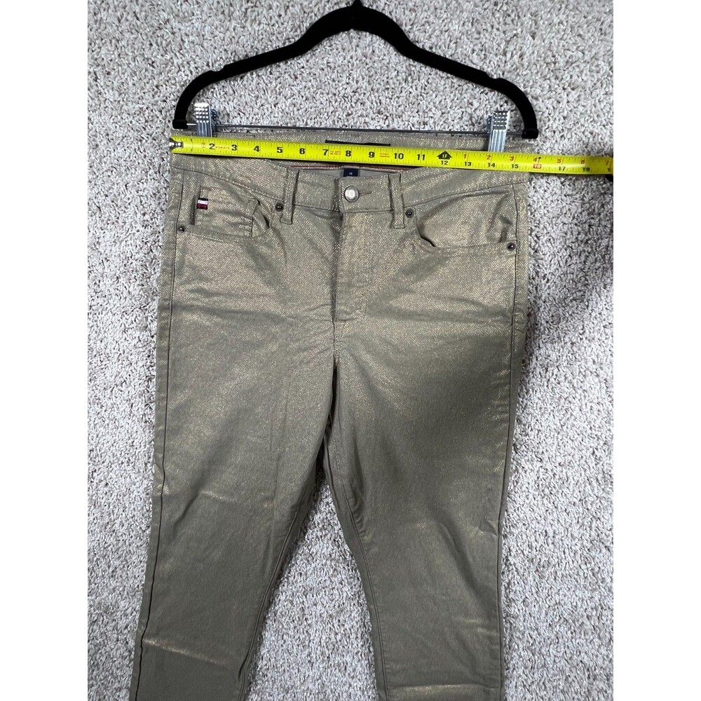 Tommy Hilfiger Women Gold Metallic Skinny Pants Size 10 Tribeca Skinny Stretch - Picture 2 of 11